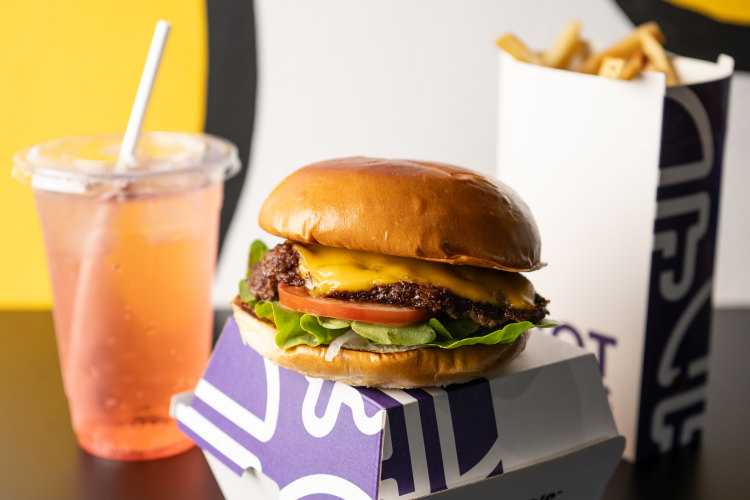 The Classic smashburger with chips and watermelon soda.