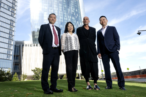Golden Century owners (L-R) Eric, Linda and Billy Wong with Icebergs Dining Room & Bar owner Maurice Terzini (second from right).