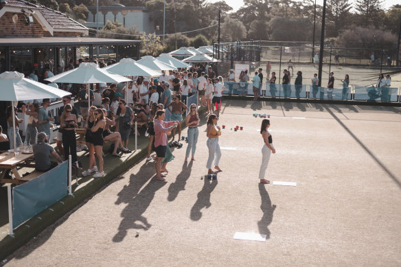 Barefoot bowls is incredibly popular at Bondi Bowlo.