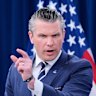 US Defence Secretary Pete Hegseth at the Pentagon on Sunday (local time).