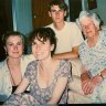 Eileen Mansfield in her eighties with (from left) the author’s sister, Madeleine Carlyle, the author, Rose Carlyle, and her brother, David Carlyle, circa 1993.