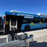 An electric bus charging system at Leichhardt depot in Sydney’s inner west.