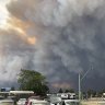 Smoke from nearby bushfires billows across Moruya in January 2019.  