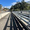 The delayed Malcolm Street Bridge barrier project in West Perth.