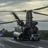 The ADF deploys a heavy-lift Chinook helicopter to bring supplies to the residents of Halifax.