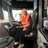 Transport Minister Rita Saffioti in the last ever diesel bus to be manufactured in WA - TP3608.