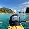 Kayakers set out from the liveaboard yacht, Jakaré.