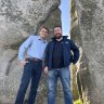 Curtin PhD candidate Anthony Clarke and Professor Chris Kirkland at Stonehenge.