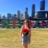 Katie, a tourist from Glasgow, was admiring the new sign design at South Bank on Tuesday.