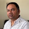 Sandipan’s father Sanjoy Dhar at Dhar’s Butler home on Monday.
