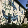 Murals outside the Whale Museum.