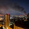 Smoke rises after a Russian strike on Kyiv, Ukraine.