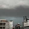 Storm over Brisbane CBD on Monday, 24/11/2025.