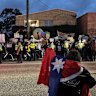 A protest in Midland on Wednesday against an appearance by One Nation leader Pauline Hanson.