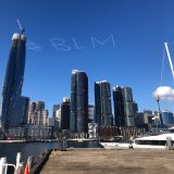 #BLM was written in the sky in Sydney on the day of the Black Lives Matter rallies held across Australia 