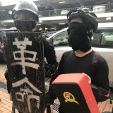 These 15-year-old protesters were dressed to defend themselves during student demonstrations on Monday.