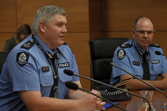 WA Police acting Commissioner Col Blanch and state crime Assistant Commissioner Brad Royce.