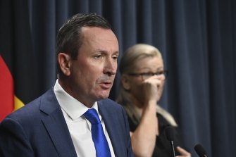 Mark McGowan during today’s press conference.