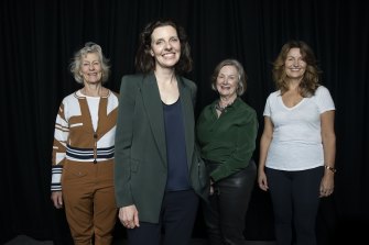 Senior  business women Jillian Broadbent, Wendy McCarthy and Nicolette Rubinsztein back  Allegra Spender (second from the left) as she kicks off her campaign to stand as an independent in federal electorate of Wentworth.