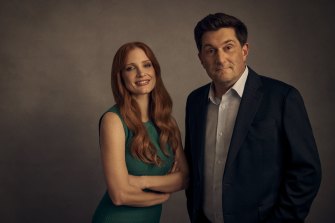 Jessica Chastain with director Michael Showalter. 