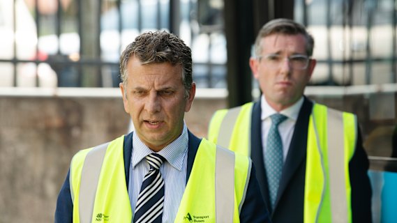 Transport Minister Andrew Constance with Treasurer Dominic Perrottet.