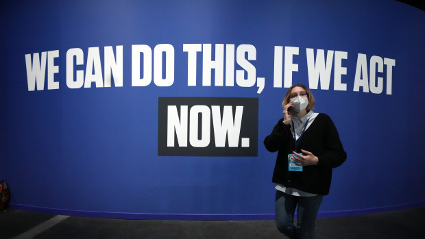 Great expectations despite the G20 disappointment. A mural at COP26 in Glasgow, Scotland. 