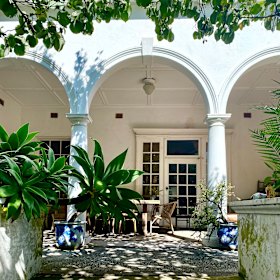 The lower terrace overlooking Rose Bay where Sharp would often paint.