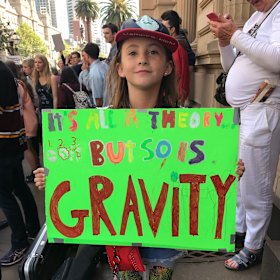 Mimi Vale, 10, spent hours making her placard for Friday's rally.