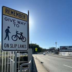 An official sign went up last year, about 50m before drivers reach the slip lane.