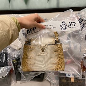 A Louis Vuitton handbag seized by the AFP.