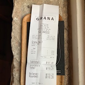The bill at Grana.