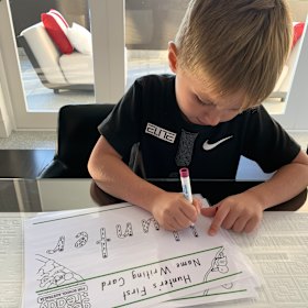 Kindergarten student Hunter Curtis has adapted to home-schooling.