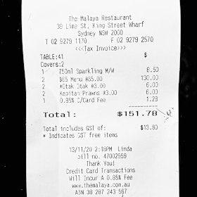 The bill for lunch.