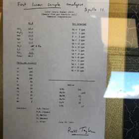 Moon rock analysis completed by Professor Ross Taylor.