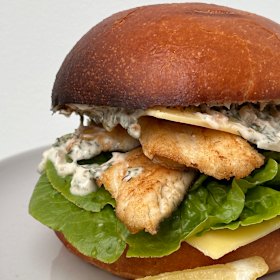 Fish burger at Tucker, Randwick.