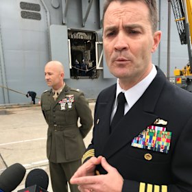 Captain Jim McGovern, Commodore of the US Amphibious Squadron and commander USS Wasp.