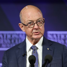 ABC chair Kim Williams addresses the National Press Club in November.