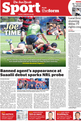 The back page of The Sun-Herald from February 28, 2021.