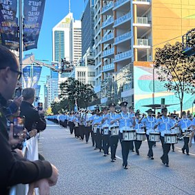 Thousands have gathered for the Anzac Day march. 