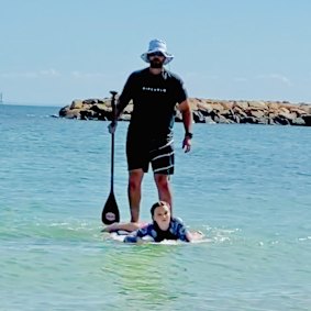 Richard Correy at the Geraldton foreshore with his daughter on the day the ring was lost.