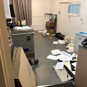 An office at the retirement village was left in a mess following the dispute.