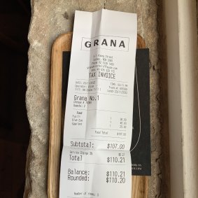 The bill at Grana.