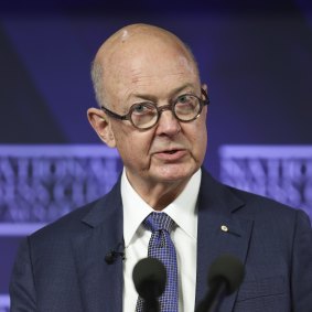ABC chair Kim Williams addresses the National Press Club in November.