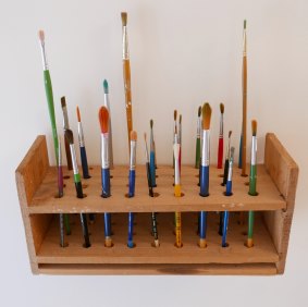 Andy Wong’s paintbrush rack and brushes, part of The Meaning of Things.