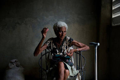 Leonada Gelato Machena in her one-room apartment in Cienfuegos, Cuba, in 2014.