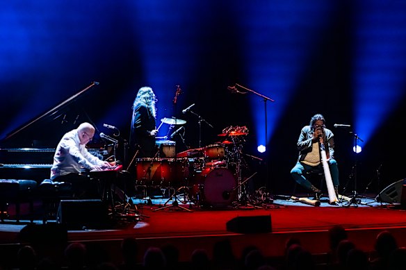 Paul Grabowsky, Kram and William Barton of The Others on stage at Melbourne Recital Centre.