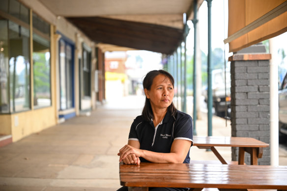 Marlinda Rizzo outside her cafe in Avoca. 