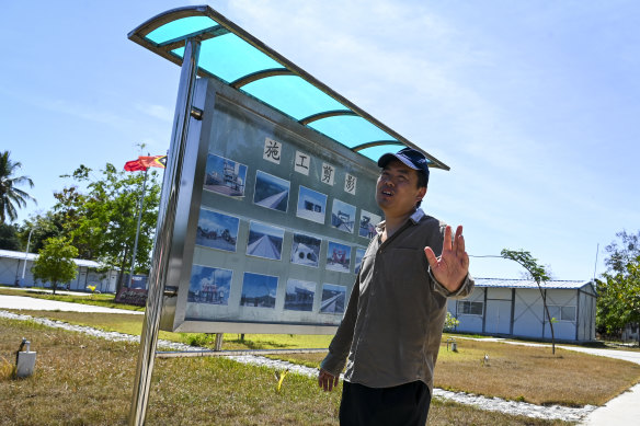 A Chinese engineer for Covec-CRFG is seen at a workers' camp headquarters in the town of Suai Loro, East Timor.