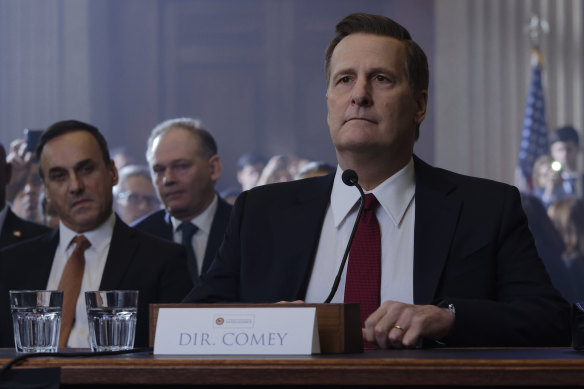 Jeff Daniels plays FBI director James Comey in the The Comey Rule. Hillary Clinton doesn't appear in the Stan drama, but she haunts every scene.