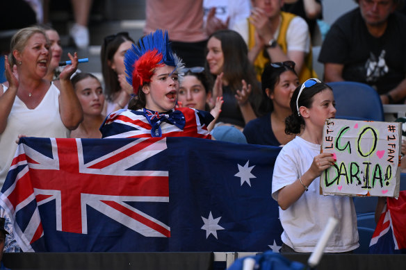 Fans support Australian Daria Saville.